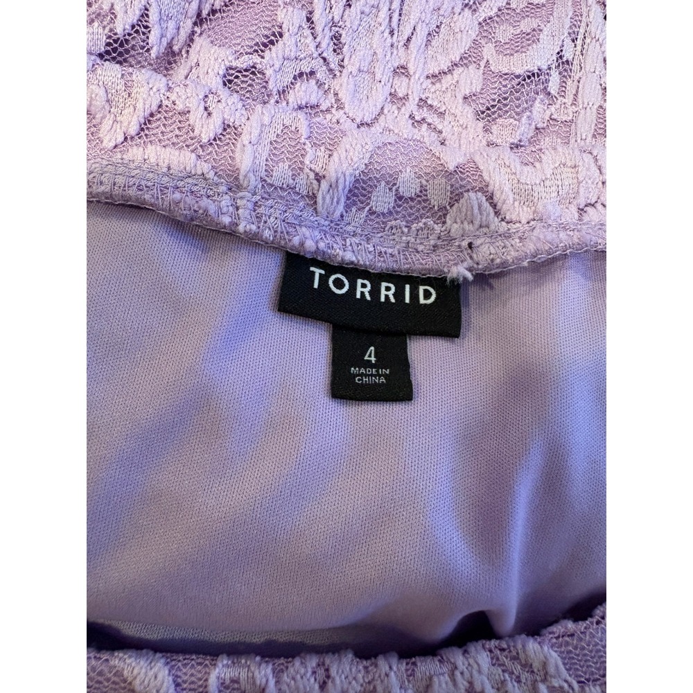 Torrid Lavender Purple Floral Lace Short Sleeve Empire Waist Maxi Dress Size 4 - Picture 7 of 13